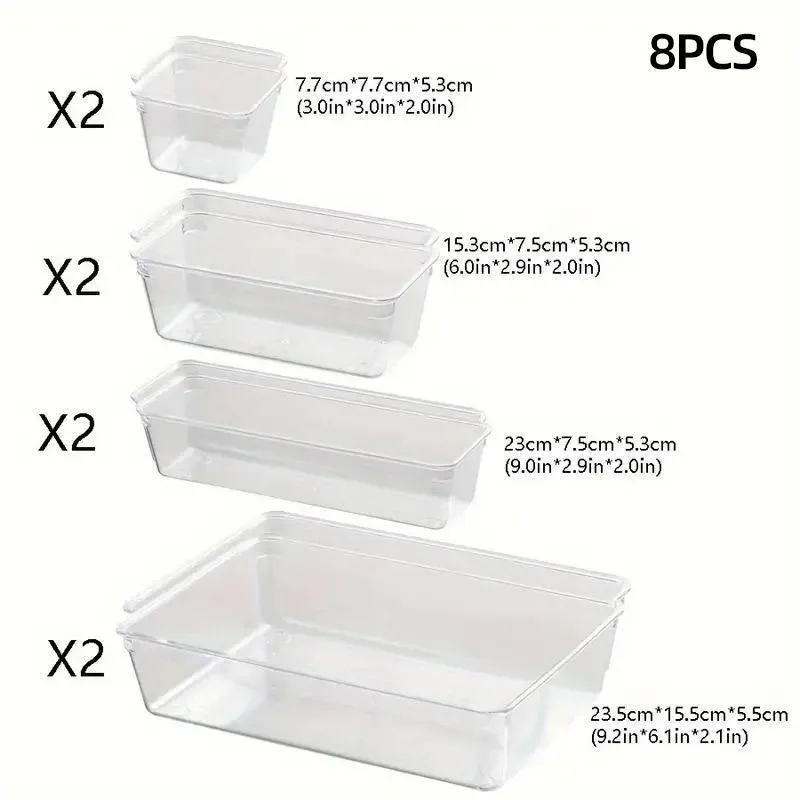 Transparent Plastic Drawer Organiser Set Multifunctional Desktop Storage Box