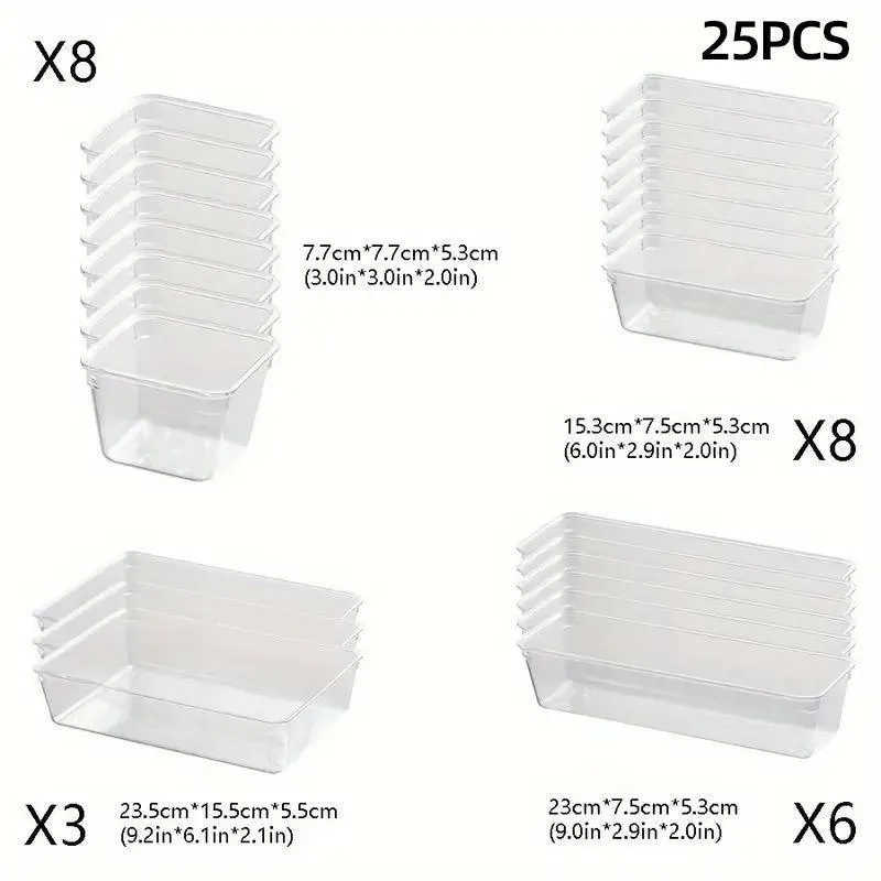 Transparent Plastic Drawer Organiser Set Multifunctional Desktop Storage Box
