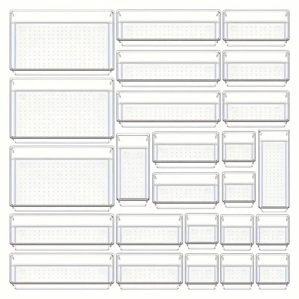 Transparent Plastic Drawer Organiser Set Multifunctional Desktop Storage Box