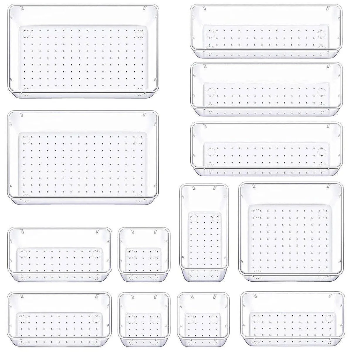 Transparent Plastic Drawer Organiser Set Multifunctional Desktop Storage Box