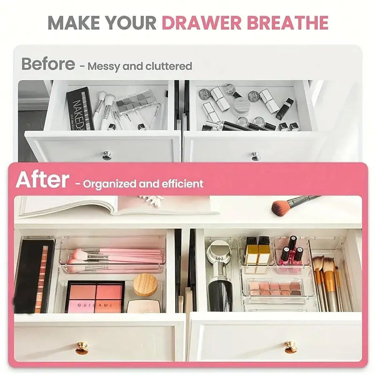 Transparent Plastic Drawer Organiser Set Multifunctional Desktop Storage Box