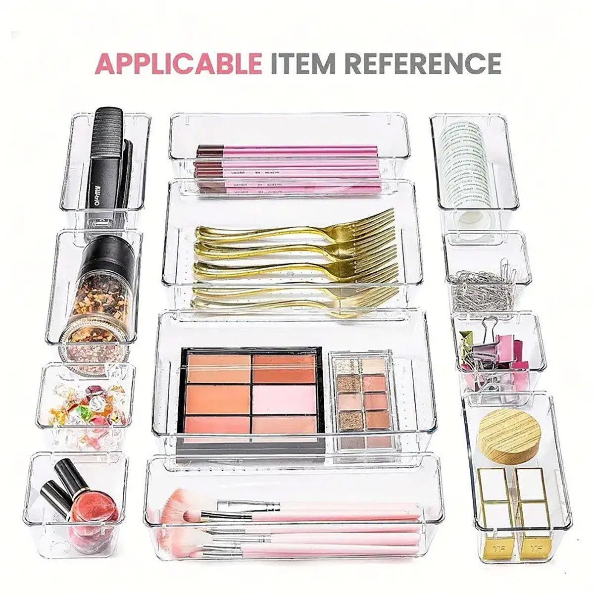 Transparent Plastic Drawer Organiser Set Multifunctional Desktop Storage Box