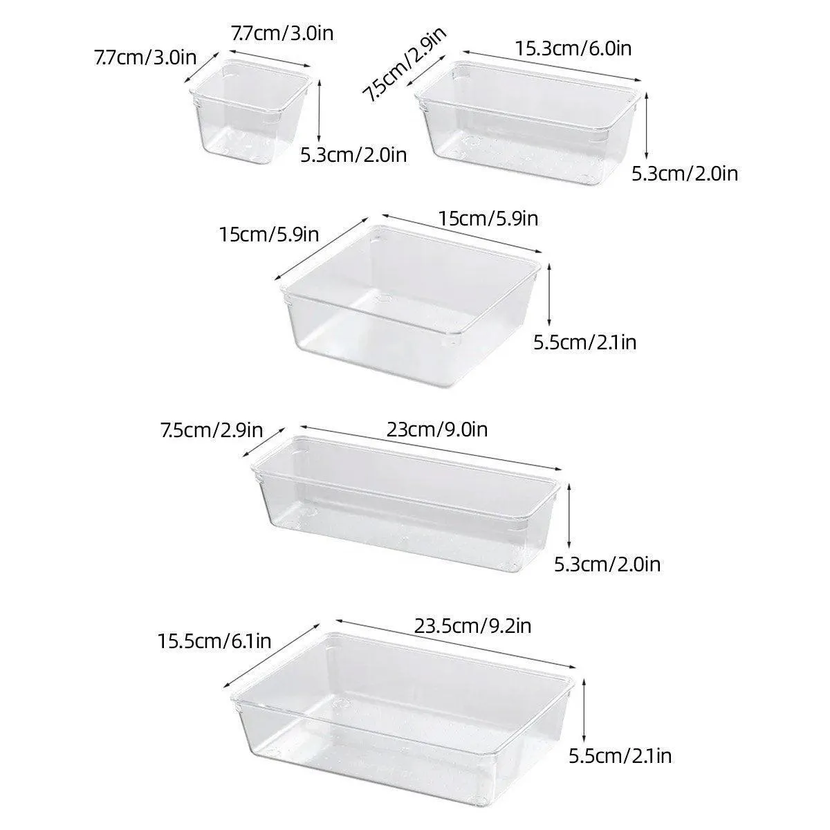 Transparent Plastic Drawer Organiser Set Multifunctional Desktop Storage Box