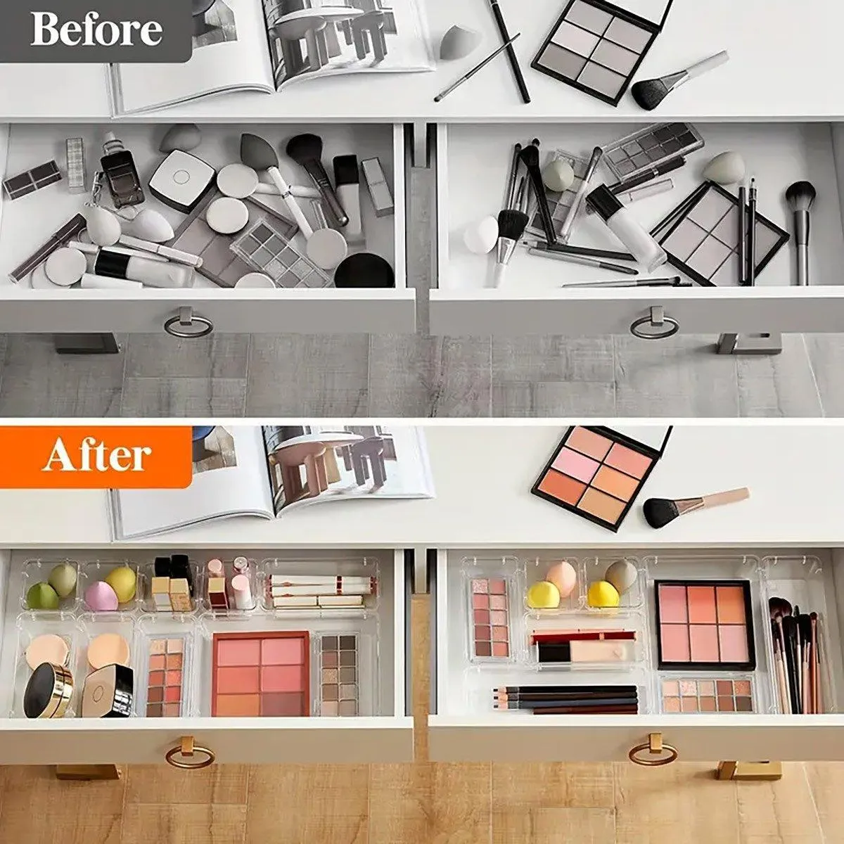 Transparent Plastic Drawer Organiser Set Multifunctional Desktop Storage Box