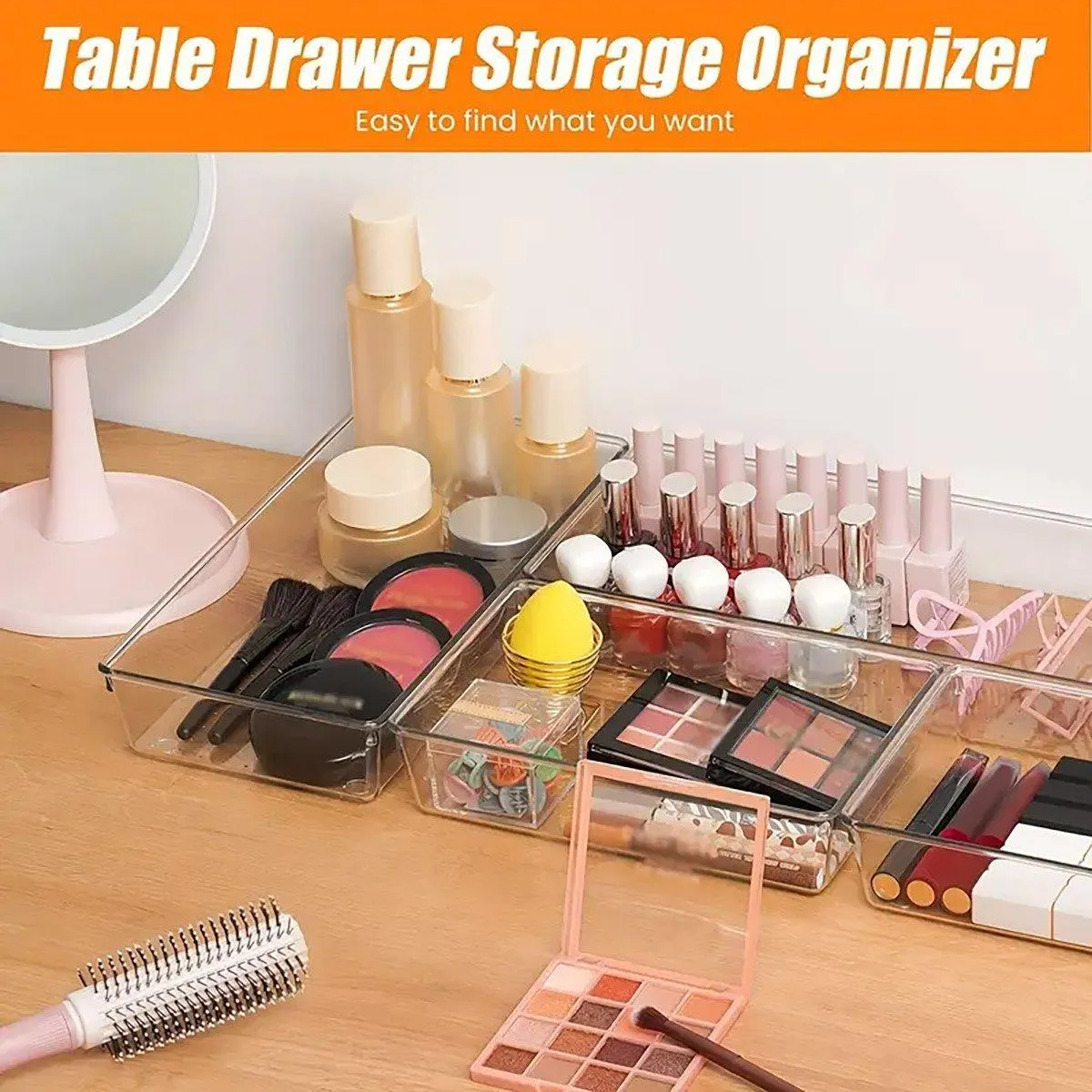 Transparent Plastic Drawer Organiser Set Multifunctional Desktop Storage Box