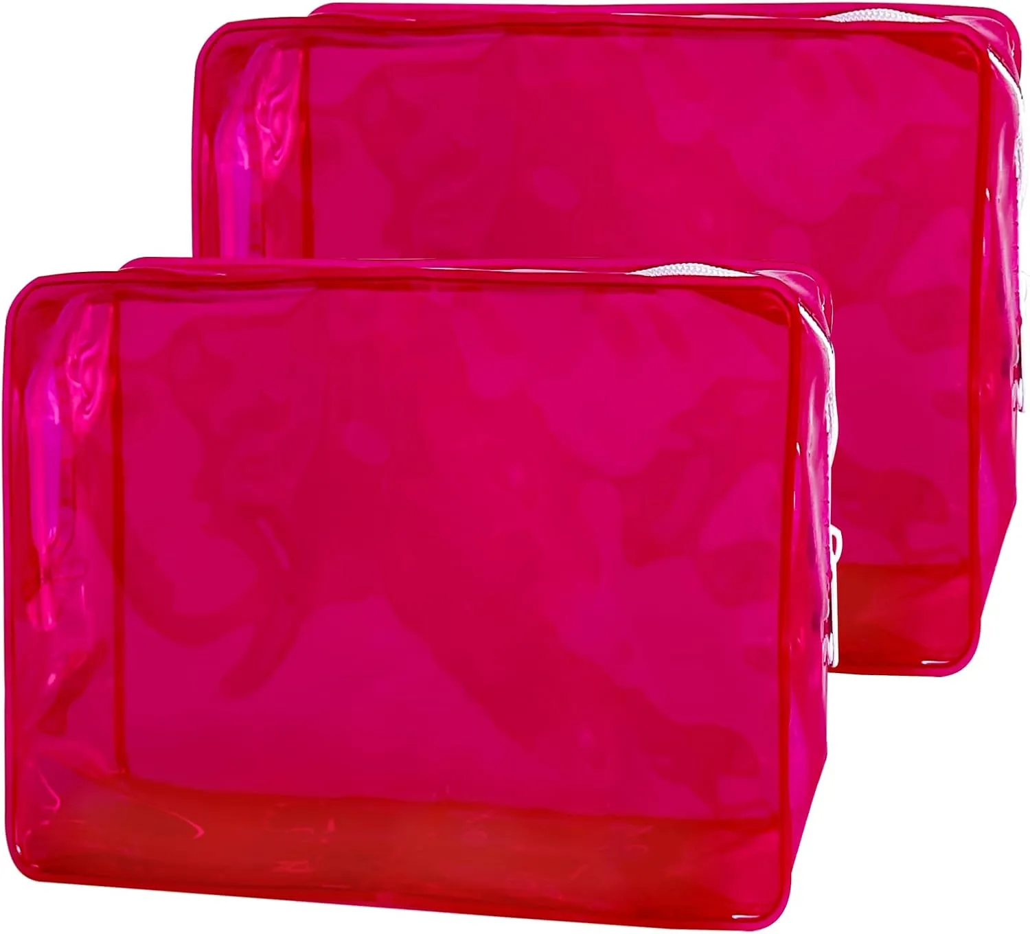 Travel Accessories Cosmetic Pouch Bag Makeup Bag Transparent Custom Clear Pvc,PVC for Woman Fashion Zipper Letter (Dark red)