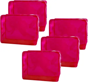 Travel Accessories Cosmetic Pouch Bag Makeup Bag Transparent Custom Clear Pvc,PVC for Woman Fashion Zipper Letter (Dark red)