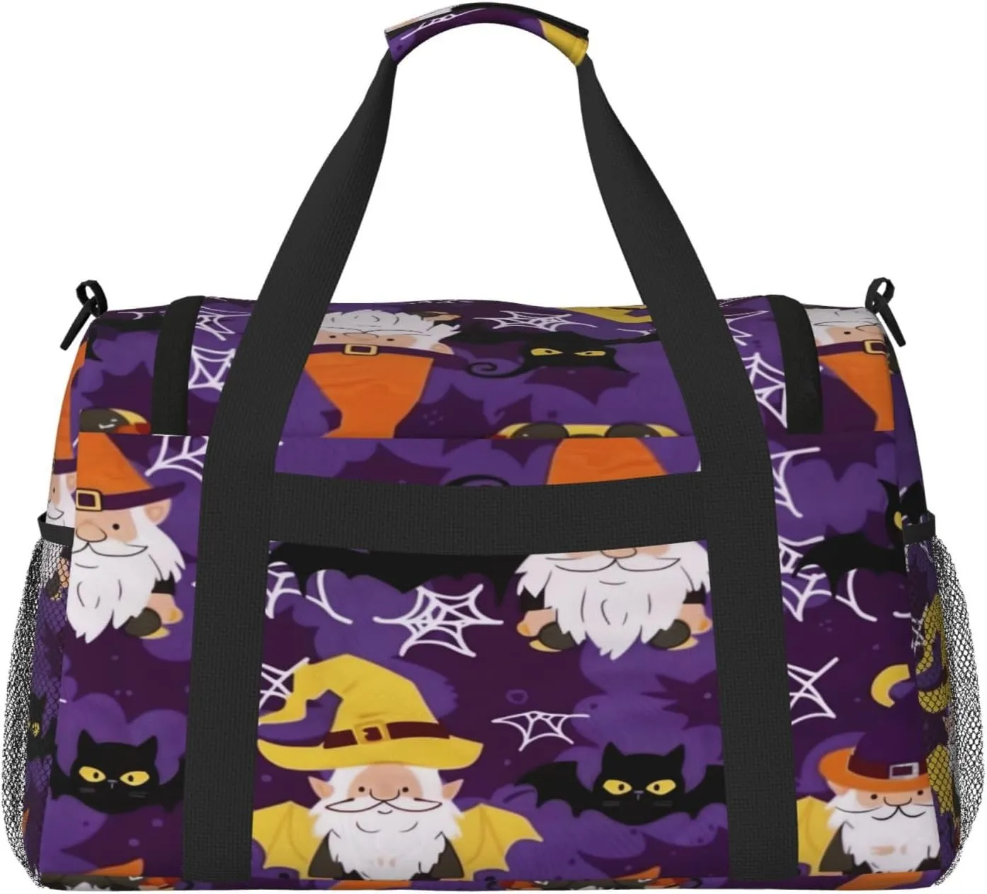 Travel Duffel Bag For Men Women, Cute Halloween Genomes Witch Bats Carry On Sport Gym Bag With Shoulder Strap Lightweight Waterproof Weekender Bag Overnight Bag