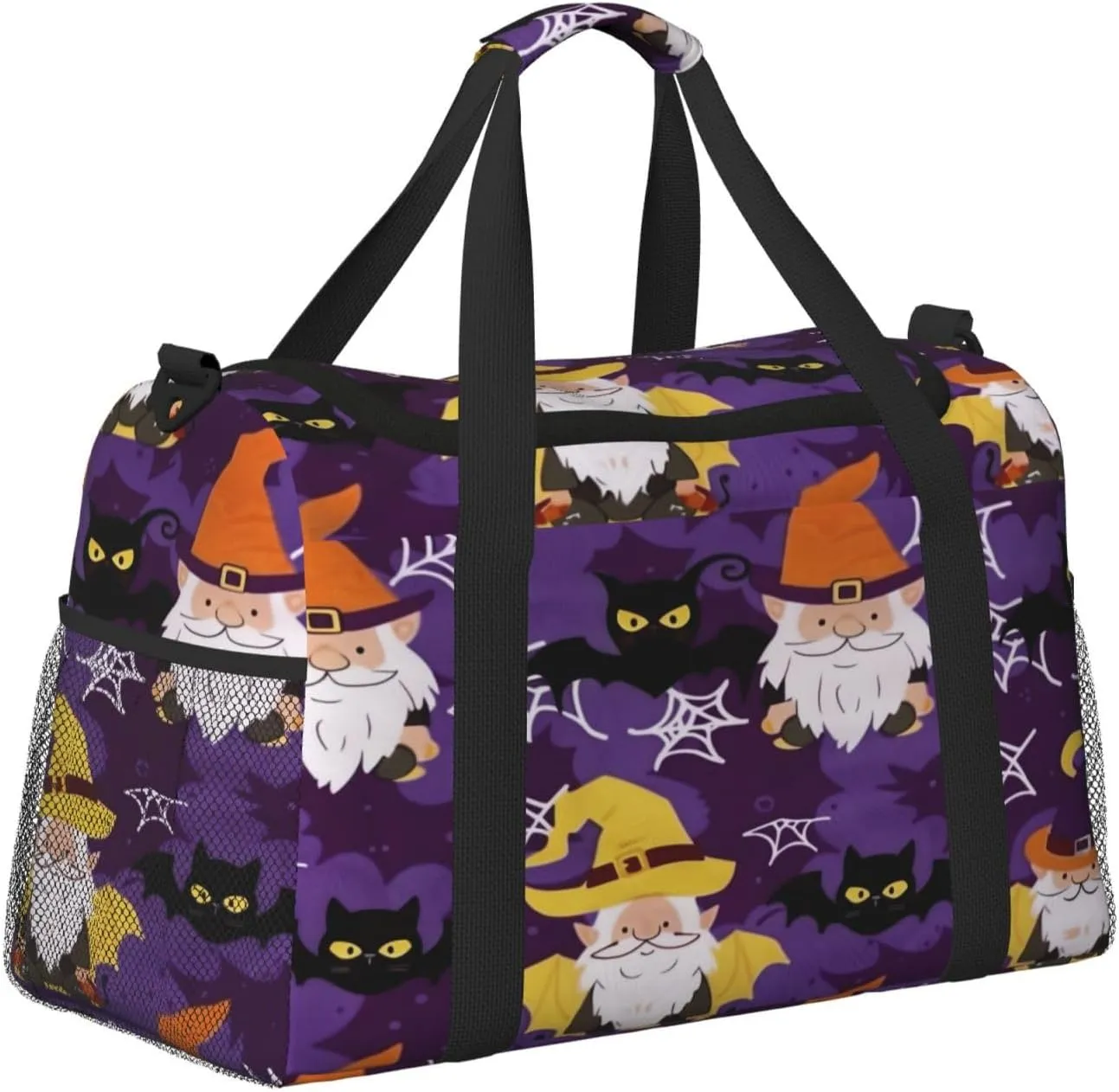 Travel Duffel Bag For Men Women, Cute Halloween Genomes Witch Bats Carry On Sport Gym Bag With Shoulder Strap Lightweight Waterproof Weekender Bag Overnight Bag
