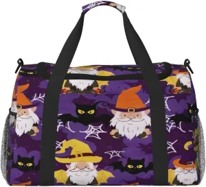 Travel Duffel Bag For Men Women, Cute Halloween Genomes Witch Bats Carry On Sport Gym Bag With Shoulder Strap Lightweight Waterproof Weekender Bag Overnight Bag