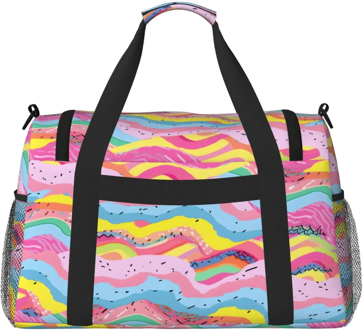 Travel Duffel Bag For Men Women, Rainbow Cartoon Stripes Carry On Sport Gym Bag With Shoulder Strap Lightweight Waterproof Weekender Bag Overnight Bag