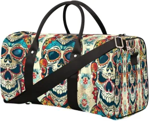 Travel Duffle Bag Animation Skulls Pattern Foldable Travel Bags for Men Women, 17 Inch Gym Bag Workout Bag Carry on Weekender Overnight Bag for Gym Travel