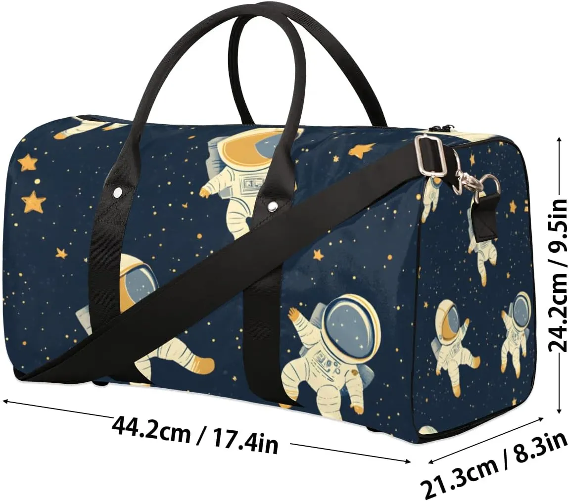 Travel Duffle Bag Cute Astronauts Gym Bags for Men Women Travel Duffel Bags with Adjustable Shoulder Strap Carry On Weekender Bag
