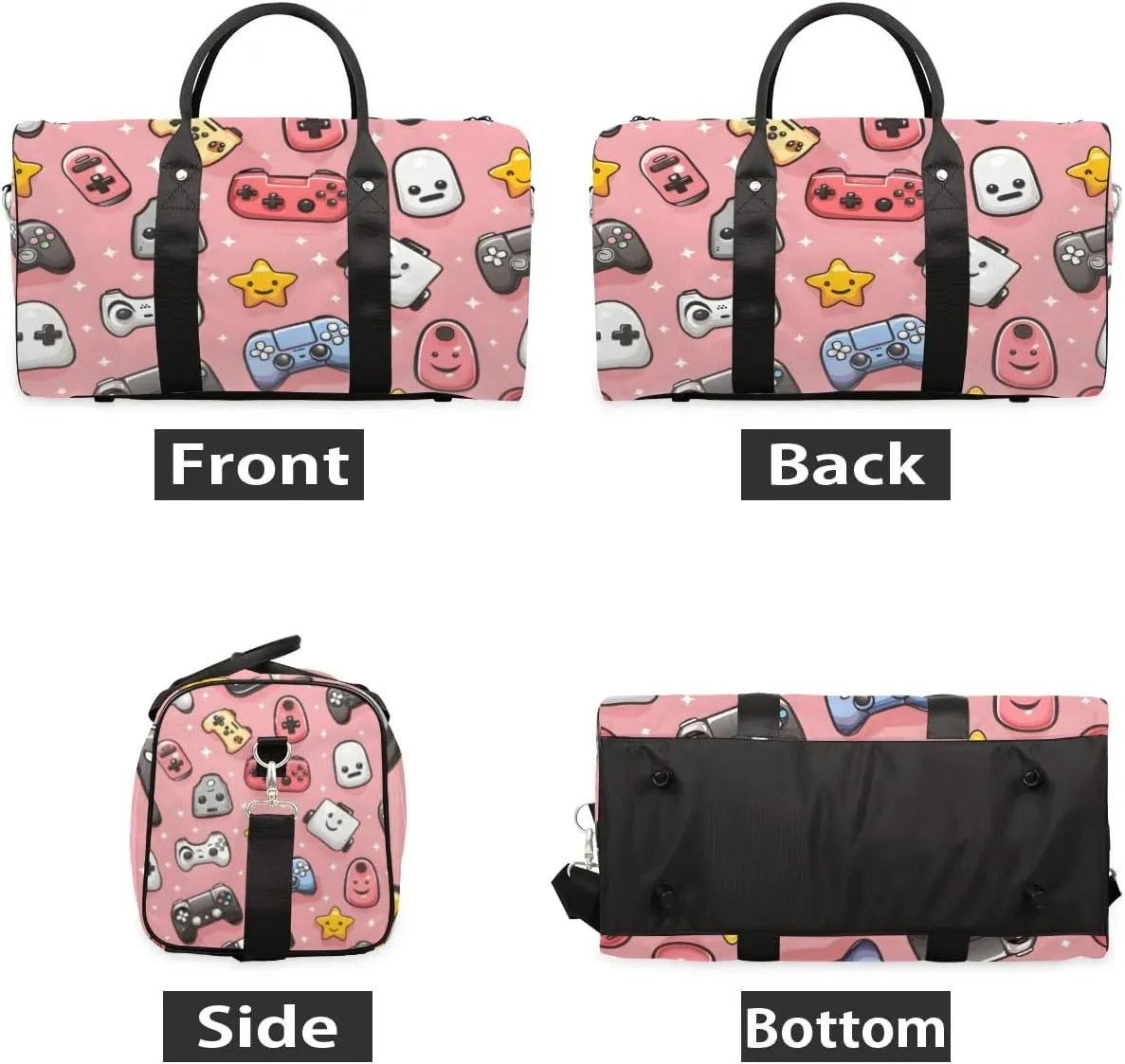 Travel Duffle Bag Cute Game Controllers Gym Bags for Men Women Travel Duffel Bags with Adjustable Shoulder Strap Carry On Weekender Bag