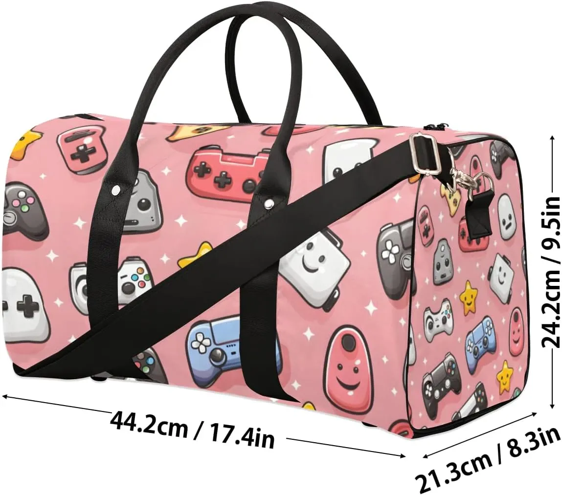 Travel Duffle Bag Cute Game Controllers Gym Bags for Men Women Travel Duffel Bags with Adjustable Shoulder Strap Carry On Weekender Bag