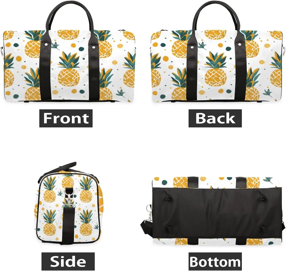 Travel Duffle Bag Dots Pineapple Gym Bags for Men Women Travel Duffel Bags with Adjustable Shoulder Strap Carry On Weekender Bag