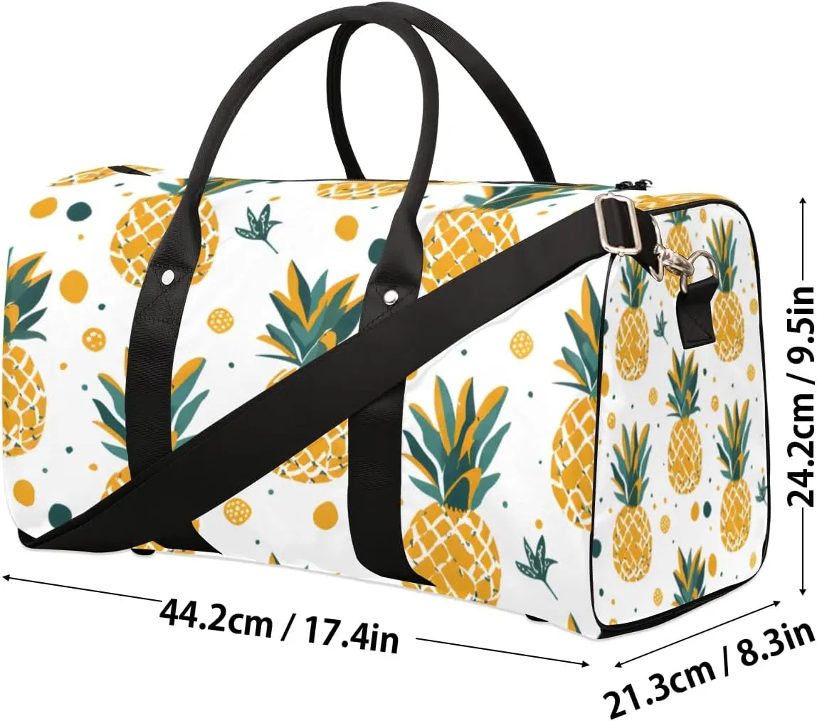Travel Duffle Bag Dots Pineapple Gym Bags for Men Women Travel Duffel Bags with Adjustable Shoulder Strap Carry On Weekender Bag