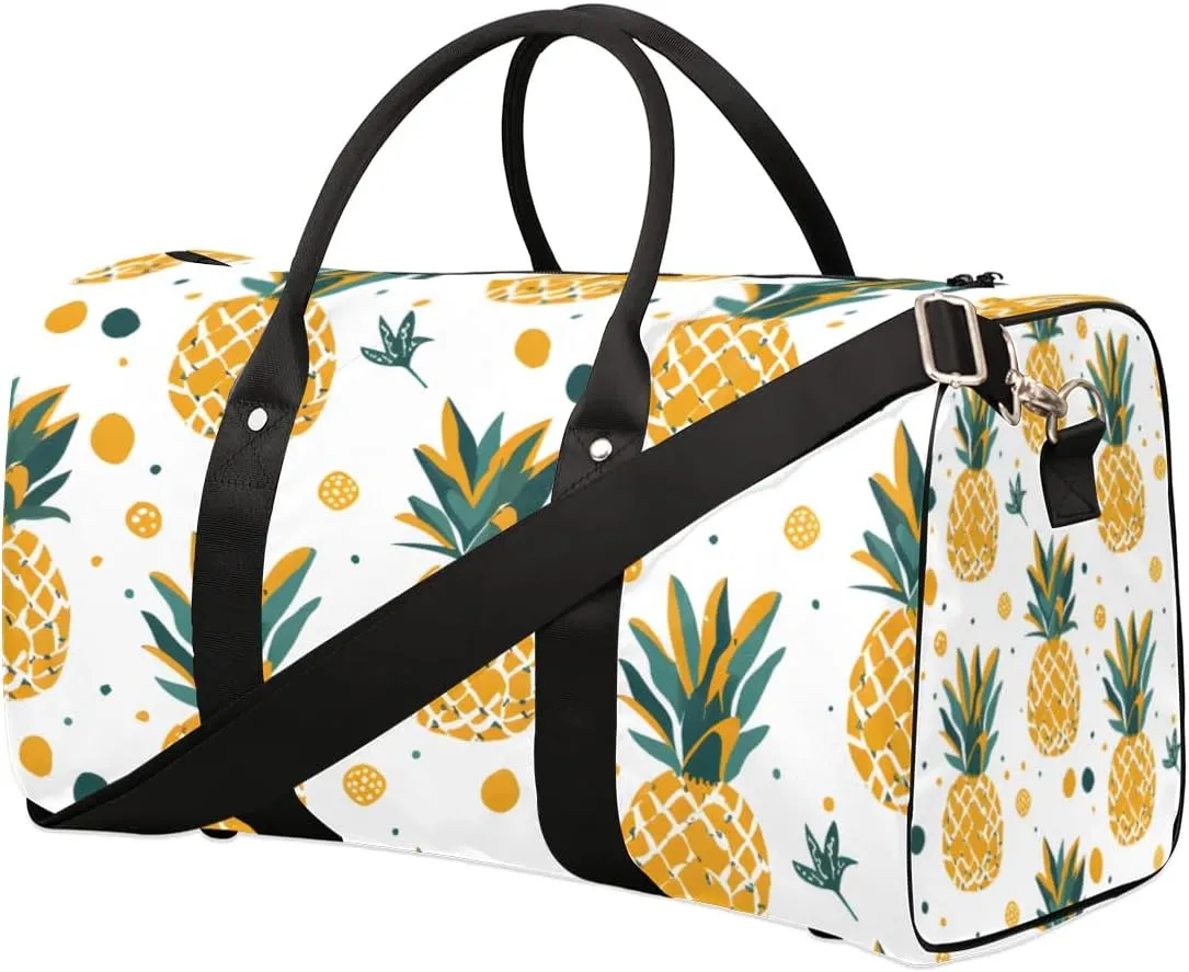 Travel Duffle Bag Dots Pineapple Gym Bags for Men Women Travel Duffel Bags with Adjustable Shoulder Strap Carry On Weekender Bag