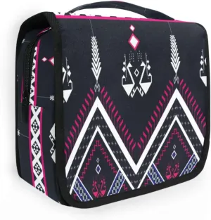 Travel Toiletry Bag Cosmetic Bag Geometric Pattern Portable Hanging Cosmetic Case Traveling With Leakproof Compartment Makeup Toiletries Cosmetic Organizer for Women Men