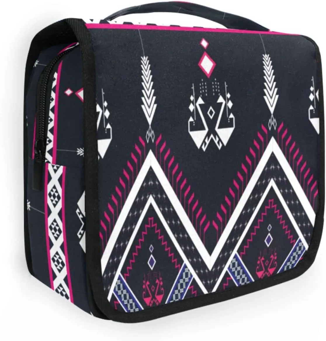 Travel Toiletry Bag Cosmetic Bag Geometric Pattern Portable Hanging Cosmetic Case Traveling With Leakproof Compartment Makeup Toiletries Cosmetic Organizer for Women Men