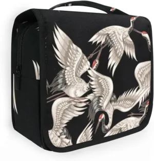 Travel Toiletry Bag Cosmetic Bag Japanese White Cranes Portable Hanging Cosmetic Case Traveling With Leakproof Compartment Makeup Toiletries Cosmetic Organizer for Women Men