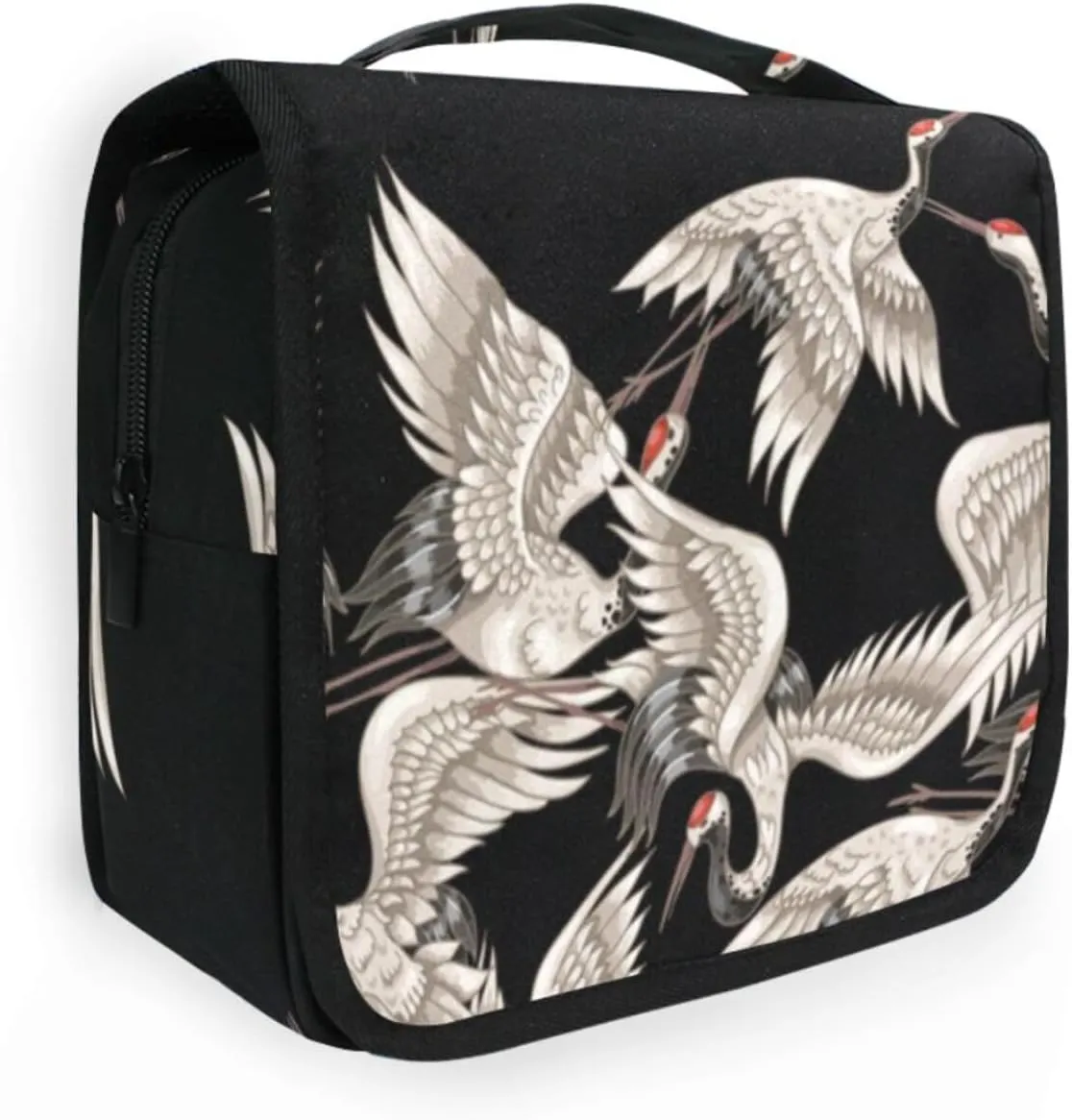 Travel Toiletry Bag Cosmetic Bag Japanese White Cranes Portable Hanging Cosmetic Case Traveling With Leakproof Compartment Makeup Toiletries Cosmetic Organizer for Women Men