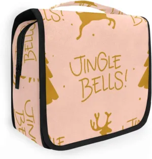 Travel Toiletry Bag Cosmetic Bag Reindeer and Pine Trees Portable Hanging Cosmetic Case Traveling With Leakproof Compartment Makeup Toiletries Cosmetic Organizer for Women Men