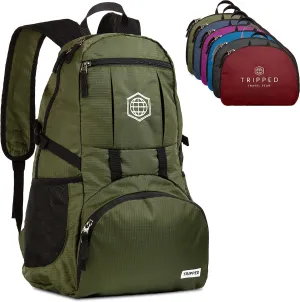 Traveling Backpack- Foldable Collapsible Lightweight Backpack for Travel (Green) 35 Liters