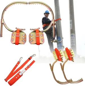 Tree Climbing Spikes, Non-Slip Pole Climbing Spikes with Safety Harness, Adjustable Electrician Wooden Pole Foot Buckle, for Hunting Observation, Picking Fruit,500Model