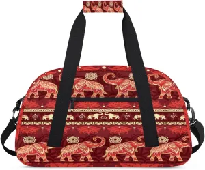 Tribe Elephant Gym Duffel Bag for Men Women Boho Mandala Sports Tote Bag with Adjustable Shoulder Strap for Dance Gymnastics Traveling Outdoor Camping Overnight Stay