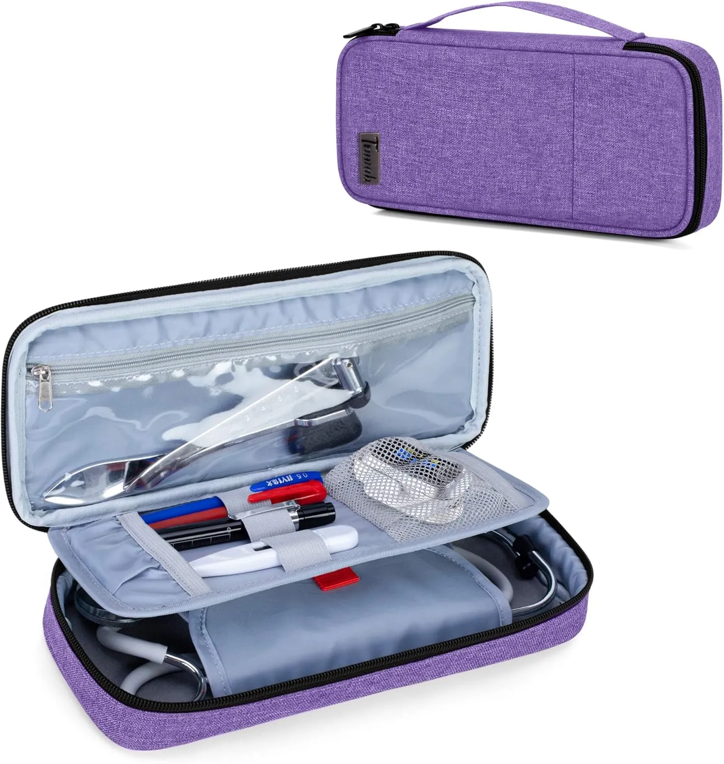 Trunab Stethoscope Case with Inner Divider, Stethoscope Carrying Case Compatible with 3M Littmann/MDF/ADC and Extra Accessories for Nurses, Pediatric Doctor or Medical Students,Purple (Patent Design)