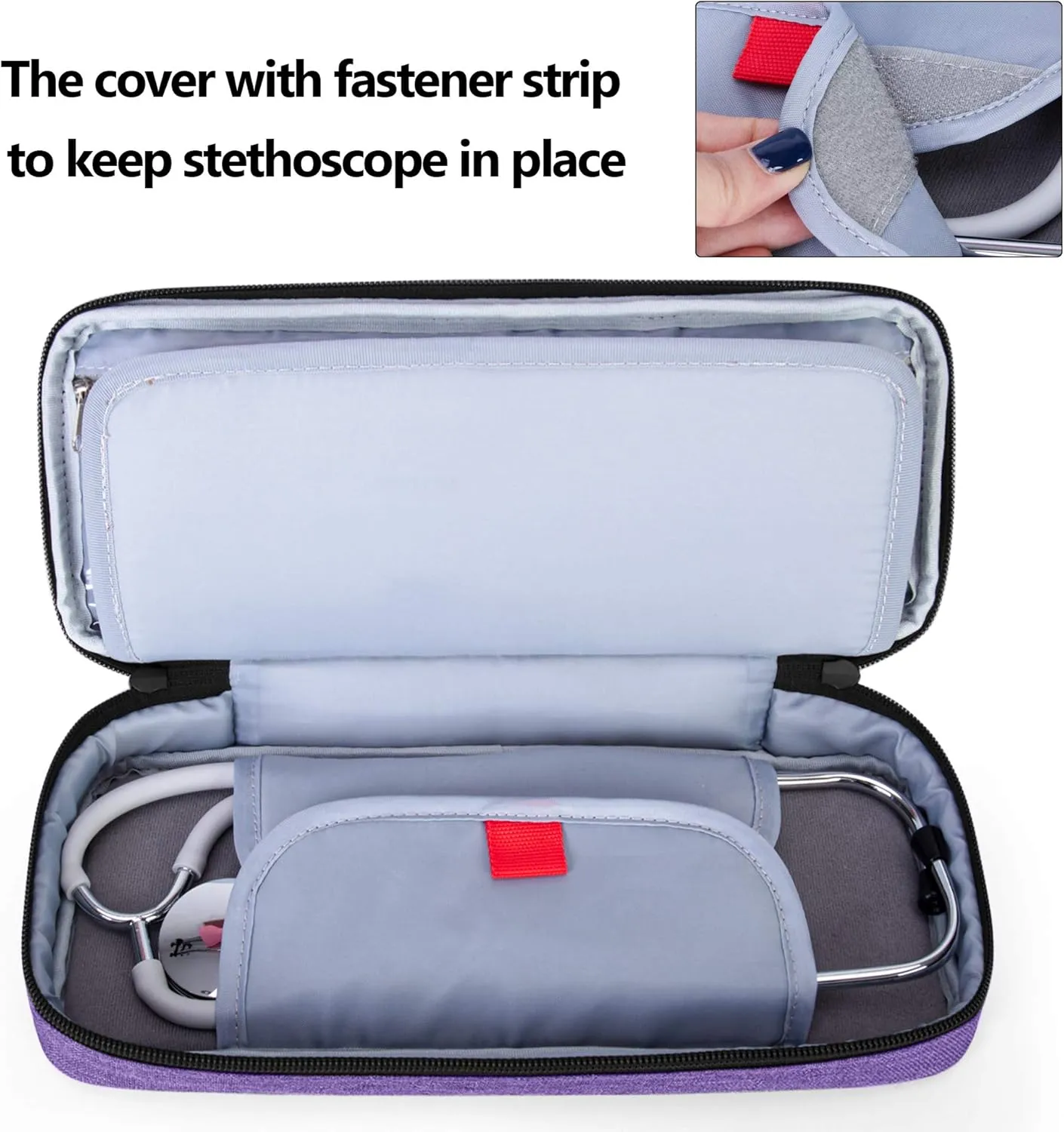 Trunab Stethoscope Case with Inner Divider, Stethoscope Carrying Case Compatible with 3M Littmann/MDF/ADC and Extra Accessories for Nurses, Pediatric Doctor or Medical Students,Purple (Patent Design)