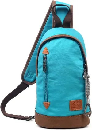 TSD Brand Urban Light Sling Bag | Coated Cotton Canvas, Genuine Leather Accents, Retro Design, Adjustable Strap
