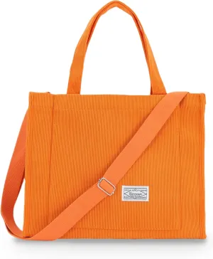 UERRUAM Corduroy Tote Bag for Women Work Crossbody Purse for Everyday,College,Travel,Lightweight Handbag Adjustable Strap