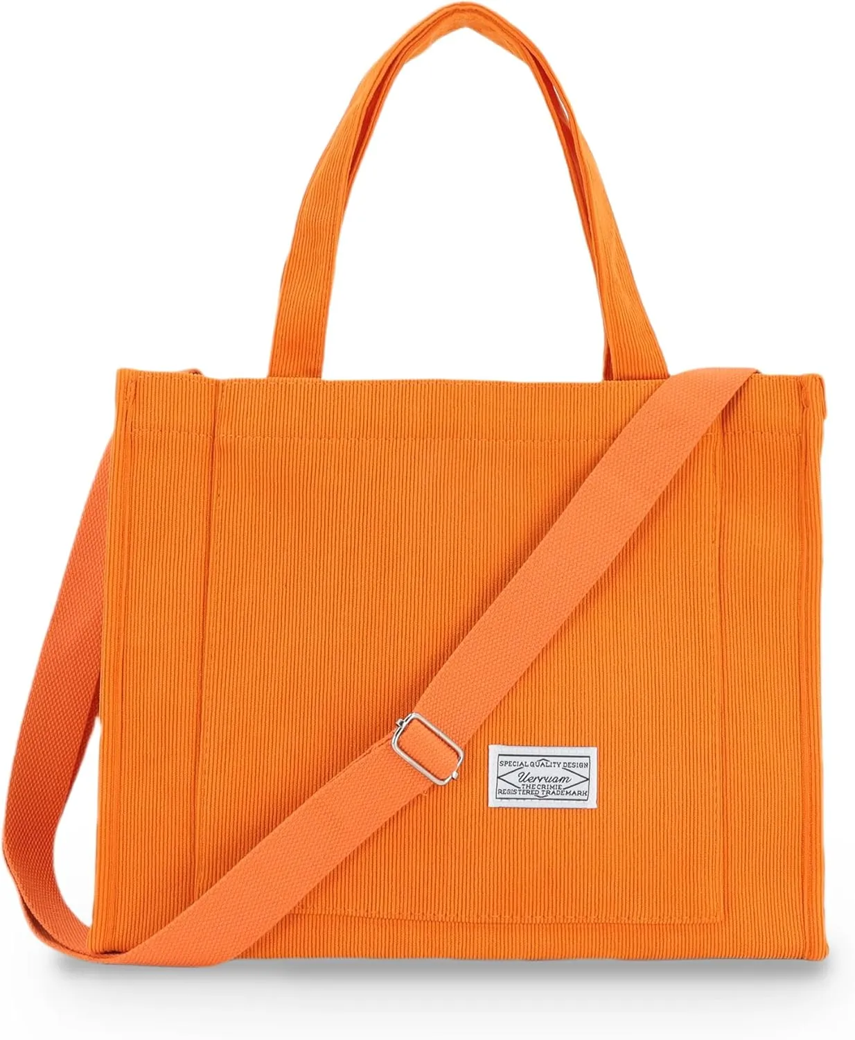 UERRUAM Corduroy Tote Bag for Women Work Crossbody Purse for Everyday,College,Travel,Lightweight Handbag Adjustable Strap