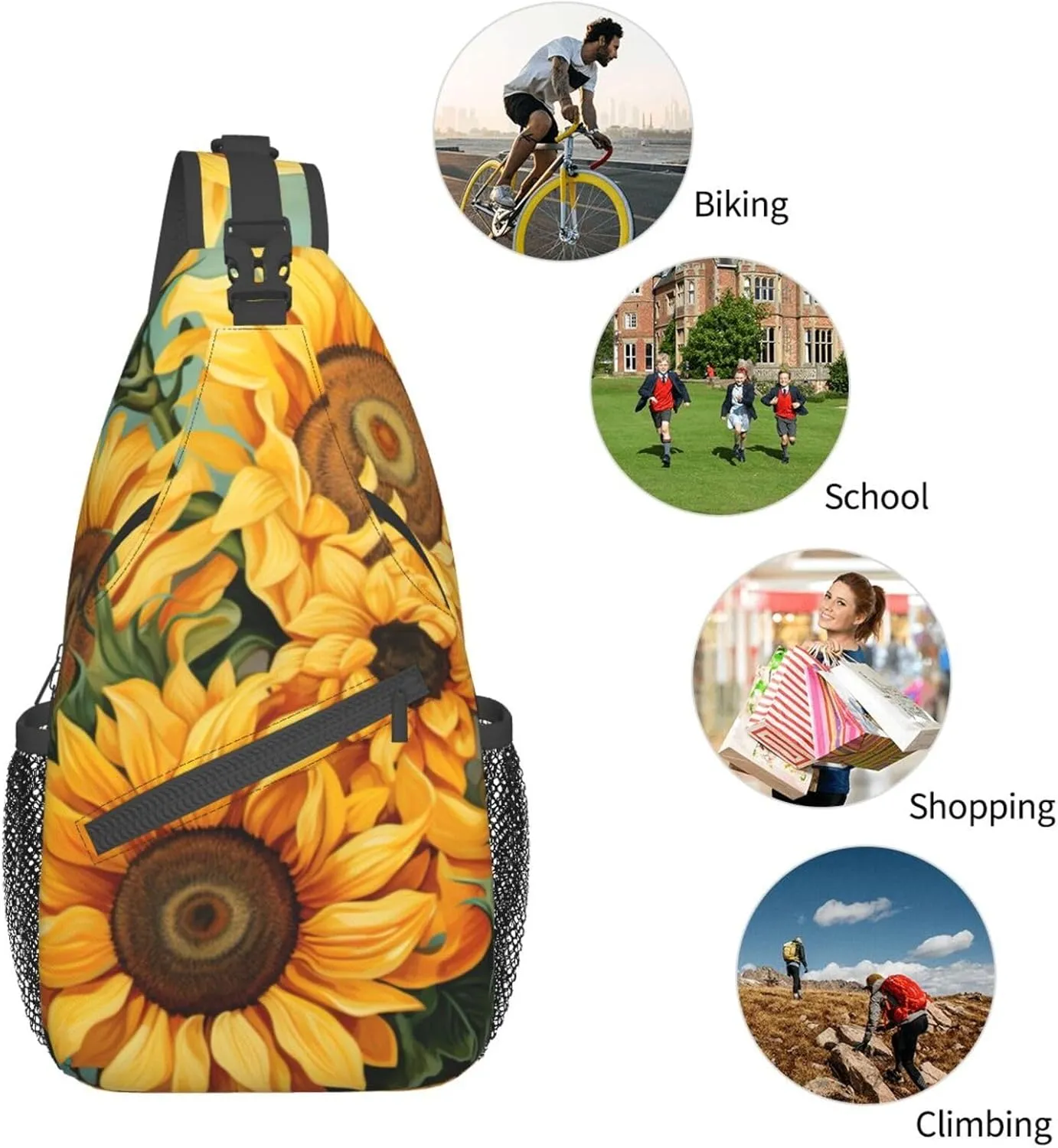 Ufo At Night Crossbody Bag Chest Shoulder Bag Small Casual Backpack Suitable For Women Men Hiking