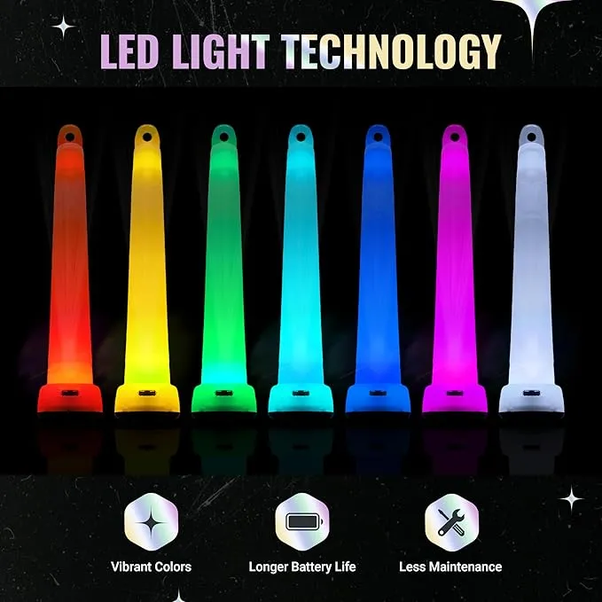UltraPoi Digi LED Glow Stick - Rechargeable Rainbow Light Stick with S Hook Clip & Lanyard - Customizable & Wearable LED Concert Light Stick for Poi, Rave, Camping, Backpacks, Parties & More