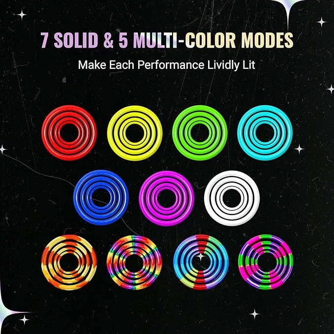 UltraPoi Digi LED Glow Stick - Rechargeable Rainbow Light Stick with S Hook Clip & Lanyard - Customizable & Wearable LED Concert Light Stick for Poi, Rave, Camping, Backpacks, Parties & More