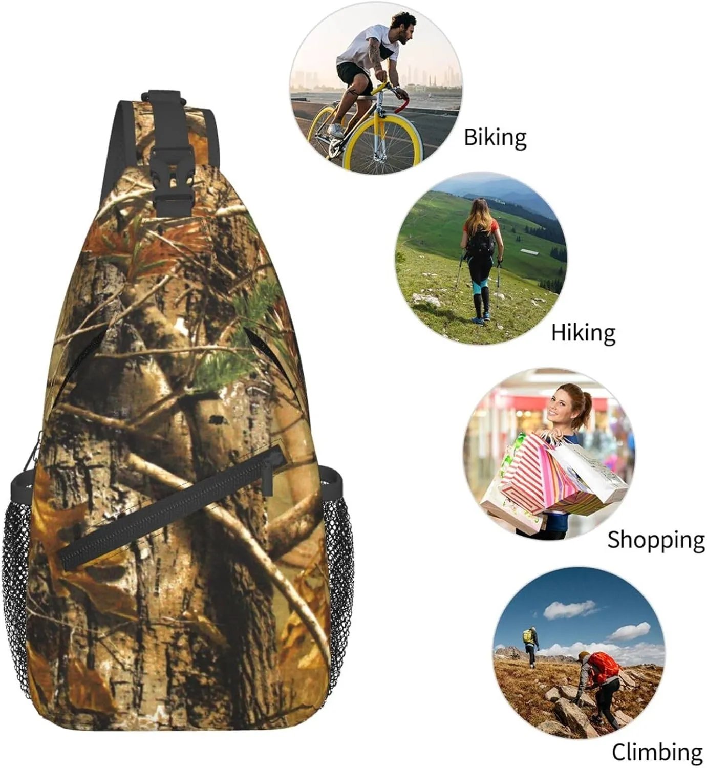 Unisex Sling Bag Crossbody Backpack for Women Men Chest Shoulder Daypack Trendy for Hiking Travel Gym Sport (for Hunting Camo)