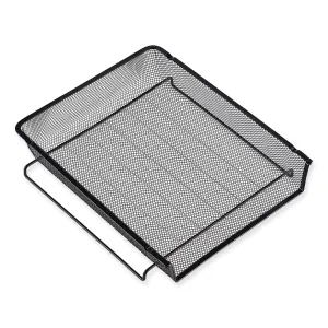 Universal® Deluxe Mesh Stacking Side Load Tray, 1 Section, Legal Size Files, 17" x 10.88" x 2.5", Black