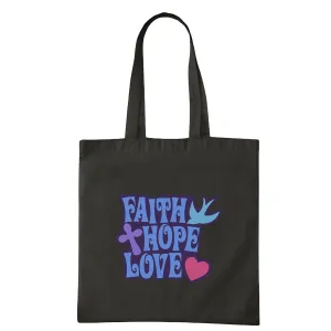 Uplifting Faith Hope Love Gift Design Suitable and All Who Believe Navy Black Multicolor Canvas Tote Bag