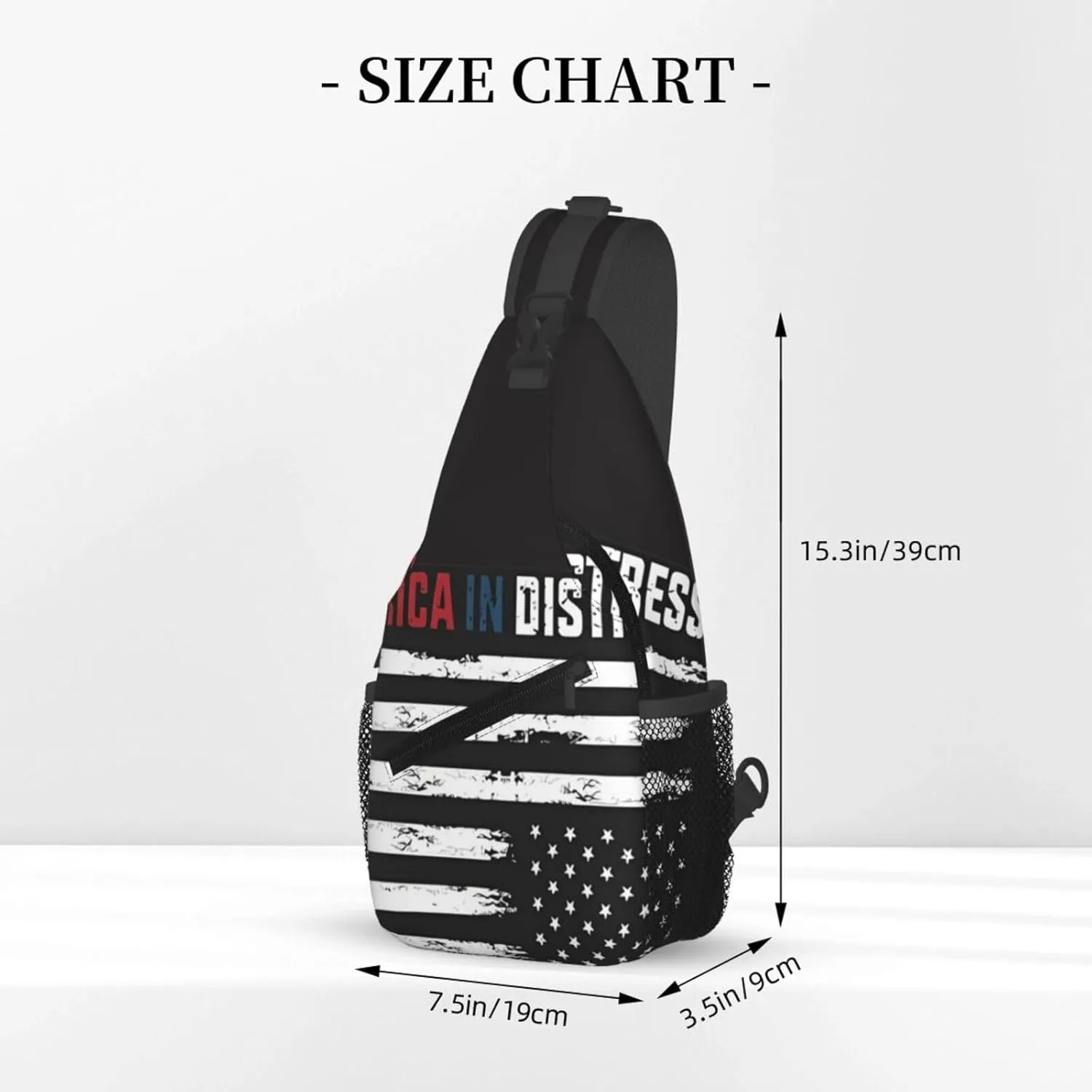 Upside Down American America In Distress Small Crossbody Backpack Sling Bag For Men Women Mini One Shoulder Chest Bags Gym Sport Travel Hiking Daypack