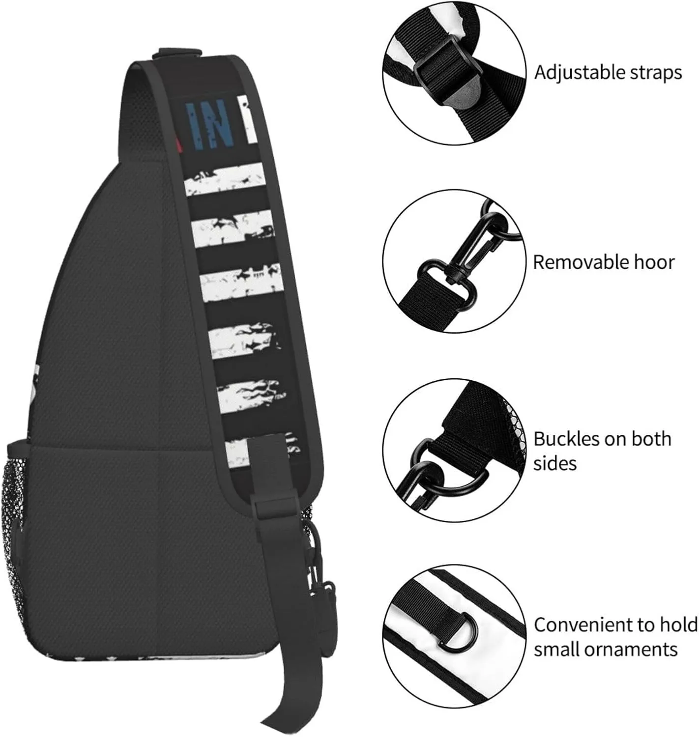 Upside Down American America In Distress Small Crossbody Backpack Sling Bag For Men Women Mini One Shoulder Chest Bags Gym Sport Travel Hiking Daypack