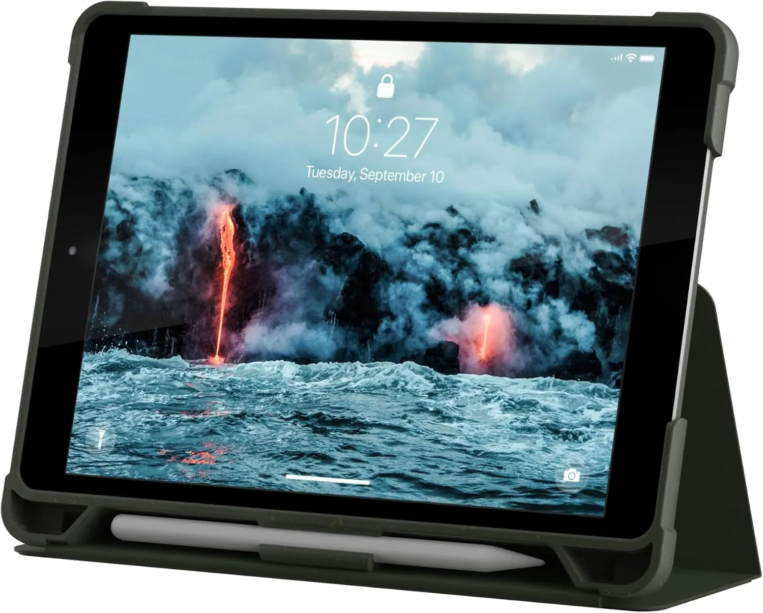 URBAN ARMOR GEAR UAG Designed for iPad 10.2 inch 9th Generation 2021 & iPad 8th Generation 2020 Case Green Olive Rugged Multi Angle Stand Folio Pencil Holder Biodegradable Outback Protective Cover