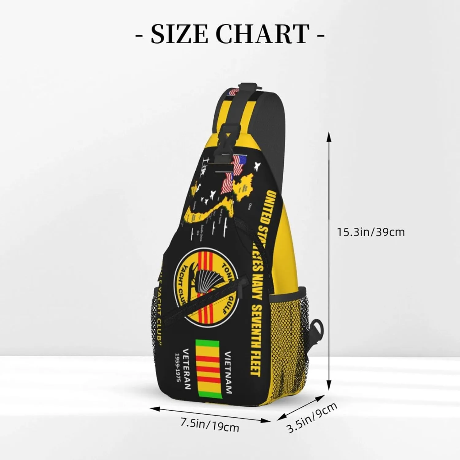 U.S. Na-Vy Tonkin Gulf Yacht Club Vietnam Veteran Crossbody Backpack Dachshunds Dog Chest Bag Lightweight One Strap Backpack Multipurpose Travel Hiking For Men Women