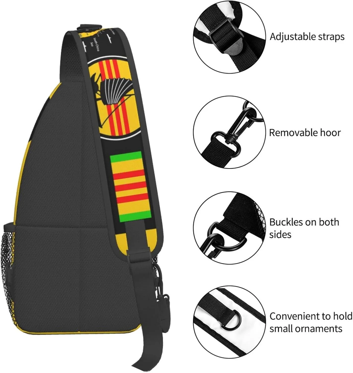 U.S. Na-Vy Tonkin Gulf Yacht Club Vietnam Veteran Crossbody Backpack Dachshunds Dog Chest Bag Lightweight One Strap Backpack Multipurpose Travel Hiking For Men Women
