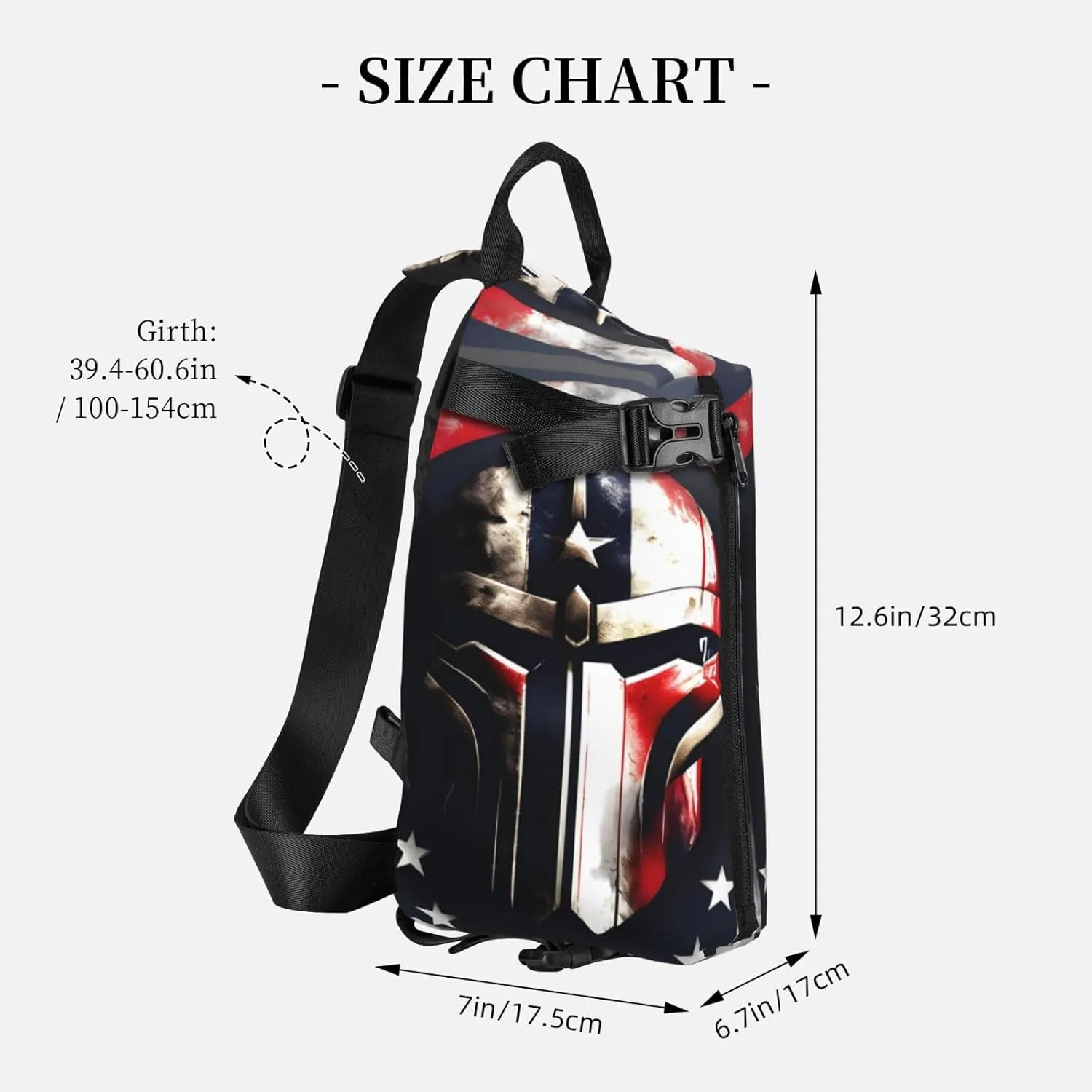 Usa Flag American Spartan Print Crossbody Backpack Casual Adjustable Bag Multifunctional Sling Backpack