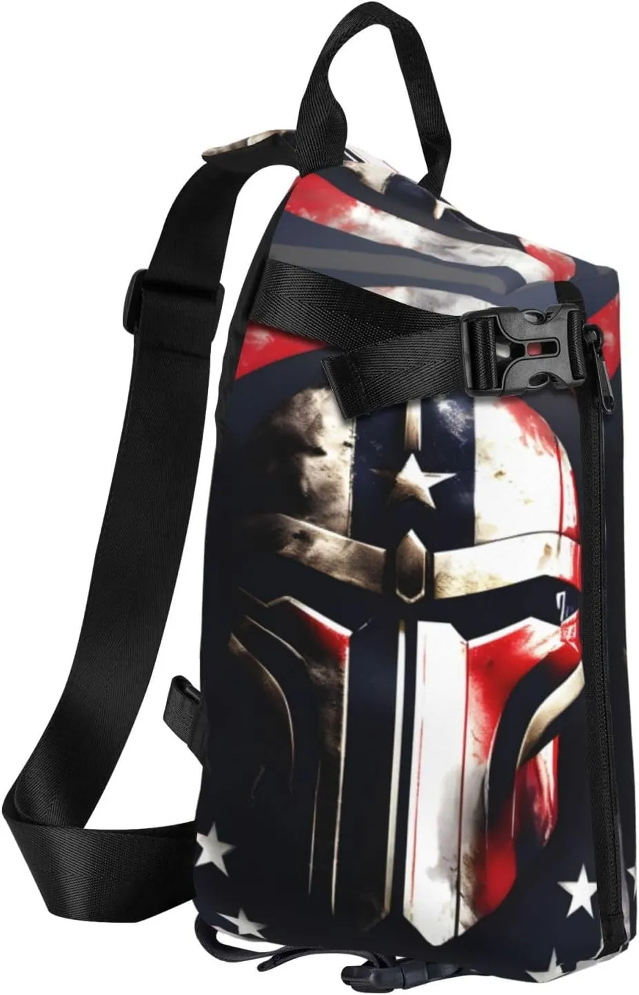 Usa Flag American Spartan Print Crossbody Backpack Casual Adjustable Bag Multifunctional Sling Backpack