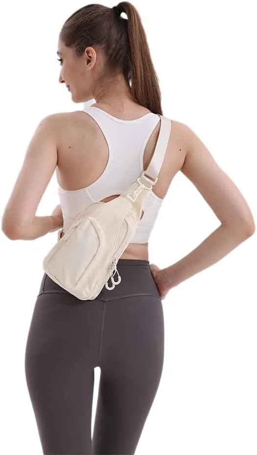 VAKAER Small Sling Bag for Women, Small Crossbody Bags with Adjustable Strap,Lightweight Casual Daypack Backpacks for Travel Hiking (Ivory)