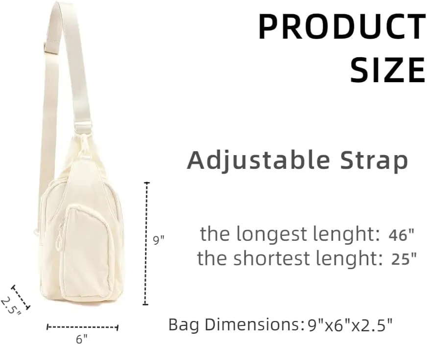 VAKAER Small Sling Bag for Women, Small Crossbody Bags with Adjustable Strap,Lightweight Casual Daypack Backpacks for Travel Hiking (Ivory)